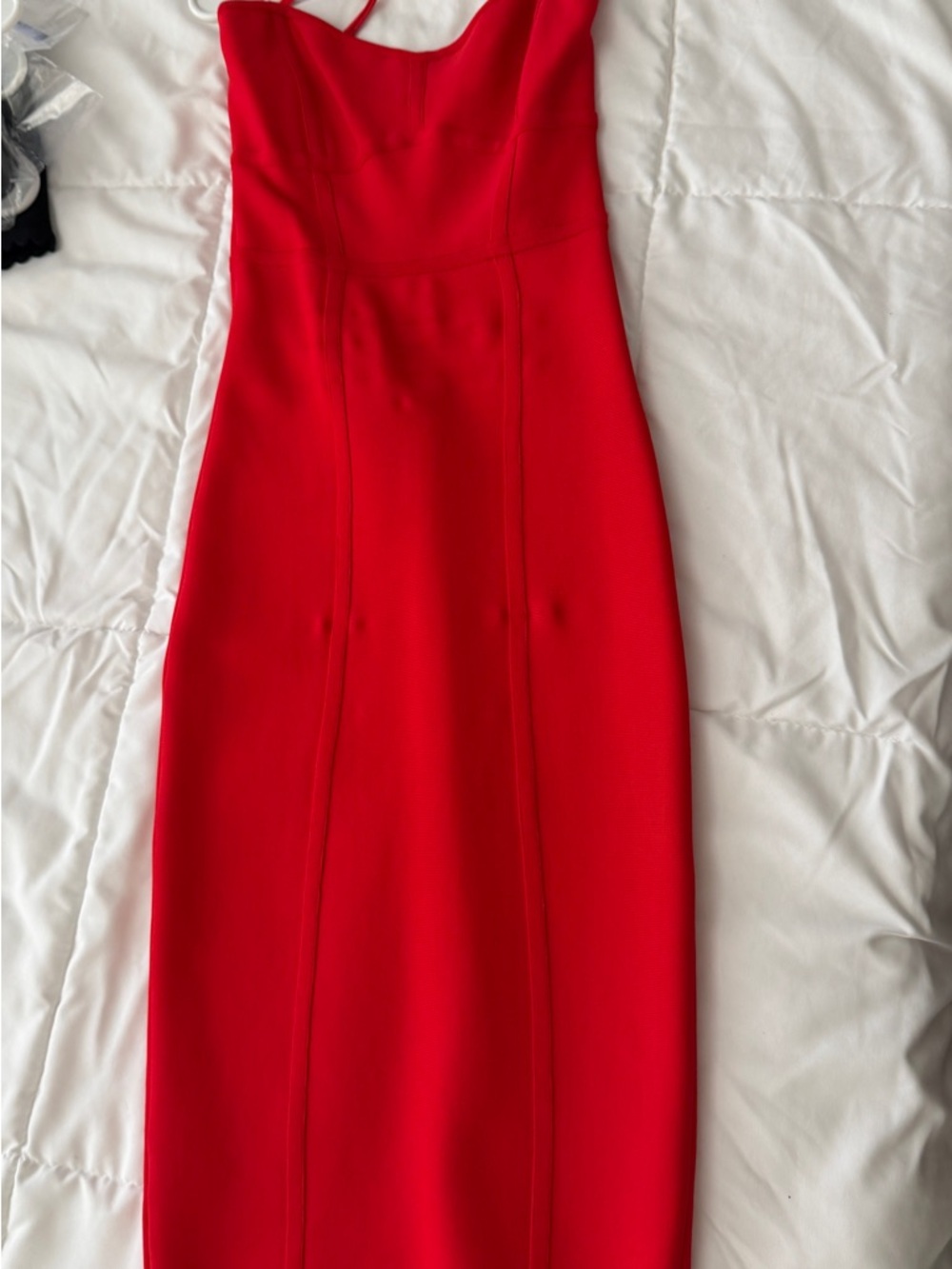 BCBGMaxAzria Red Fitted Midi Dress